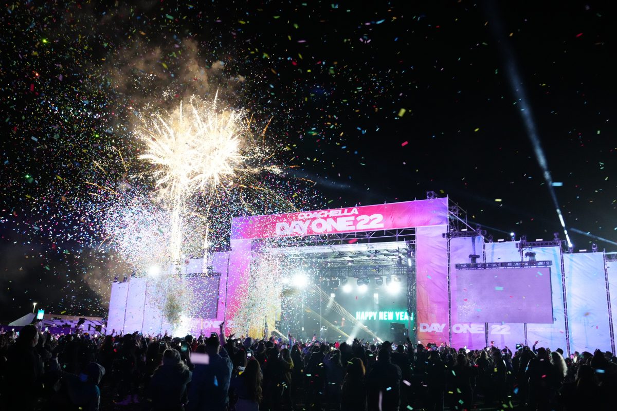 A Drone Ball Show-ra éjfélkor kerül sor a Coachella Crossroads: DayOne22: A New Year's Eve Celebration bemutatója alatt.