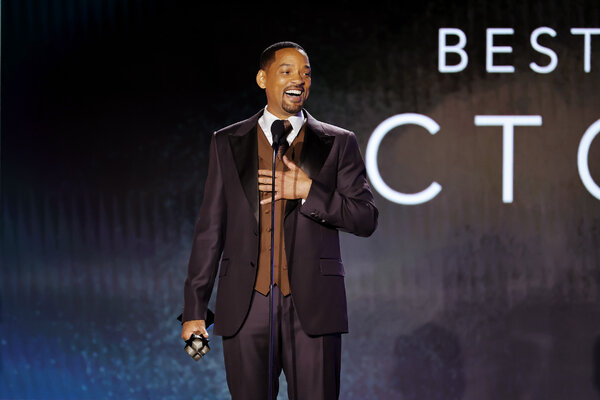 Will Smith accepting the best actor award for "King Richard."