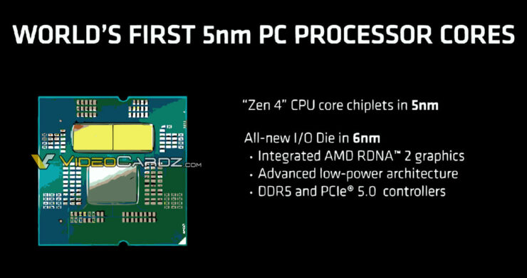 A vadonatúj Zen 4 magarchitektúrával rendelkező AMD Ryzen 7000 asztali CPU-k idén ősszel jelennek meg az AM5 platformon.  (Képek forrása: Videocardz)