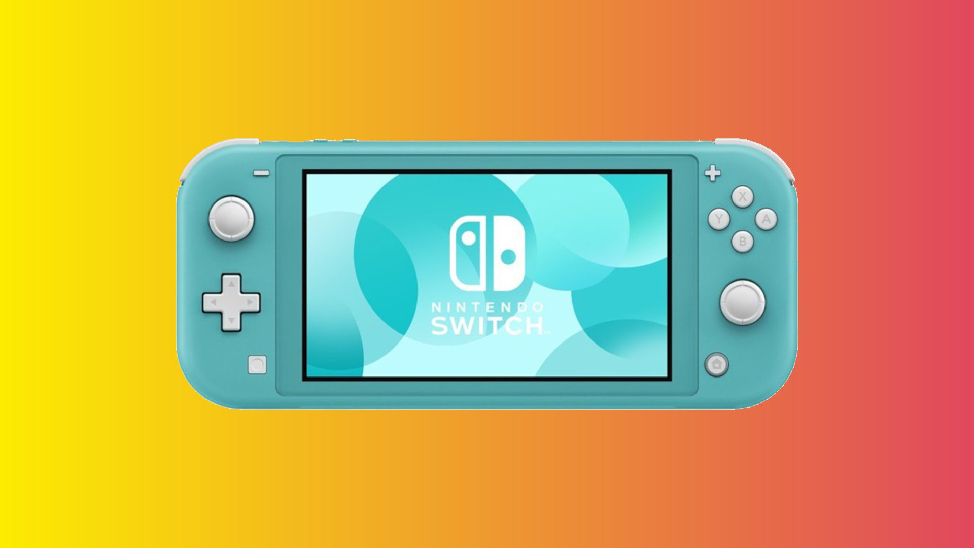 Nintendo Switch Lite sokszínű háttérrel.