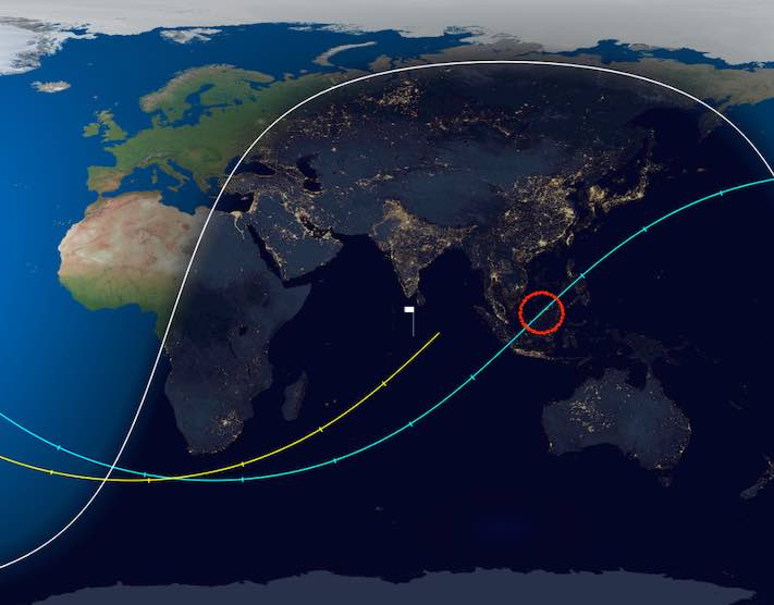 Egy nagy kínai rakéta visszatérése, amelyet Borneó szigete felett észleltek – Spaceflight Now