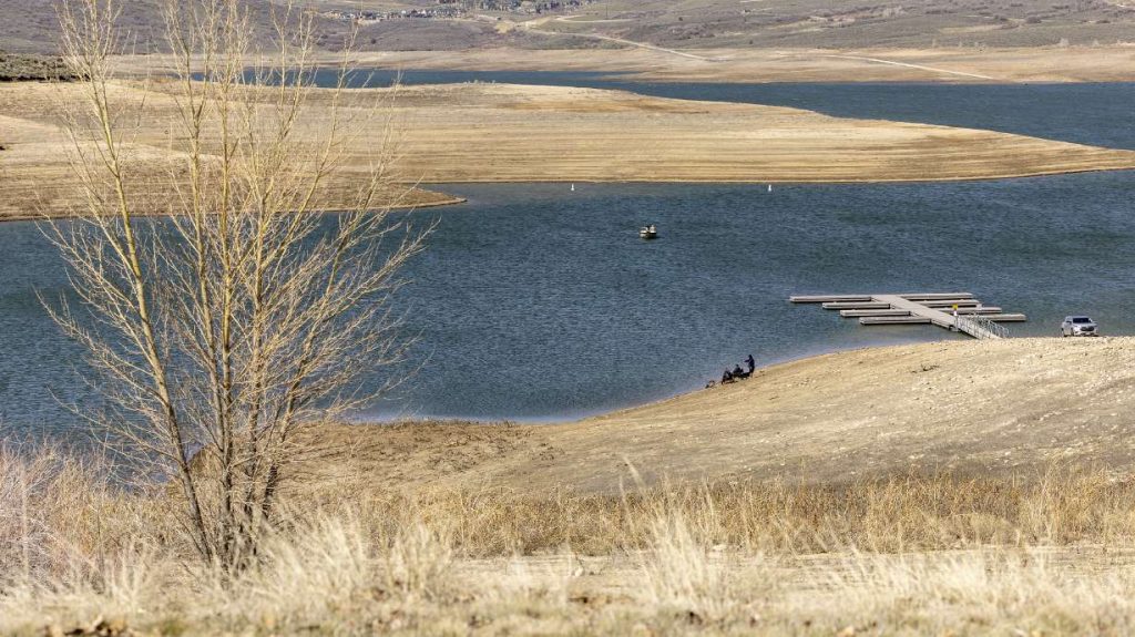 Very low water levels are seen at Jordanelle Reservoir in Wasatch County on April 18. Utah's statewide reservoir system was at 57% capacity as of Wednesday, but some reservoirs are nearly empty while other reservoirs are faring extremely well.
