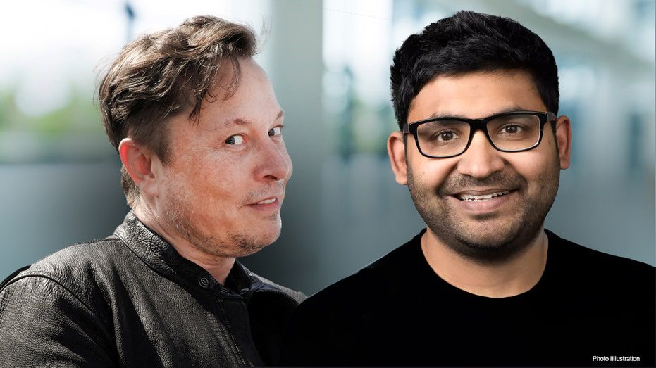Elon Musk és Parag Agrawal.