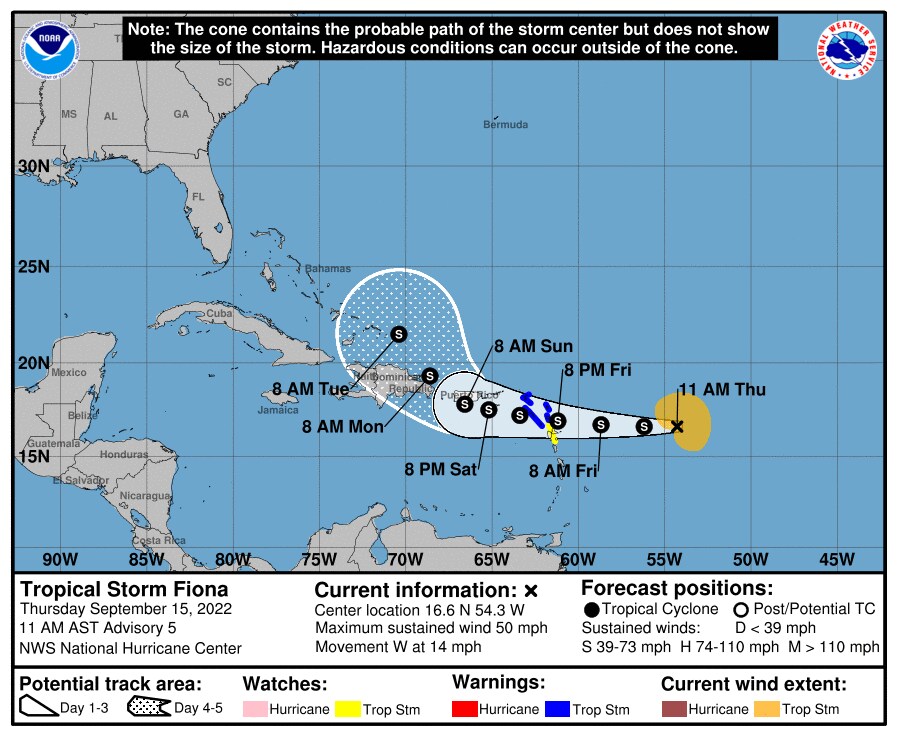 Formálódik a Fiona trópusi vihar, amely hamarosan eléri a Puerto Ricó-i Kis-Antillákat